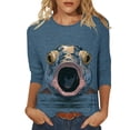 thumbnail image 2 of thefmos Women's Round Neck Animal Print Blouse 3/4 Sleeve Solid Color Casual Pullover Tops Fashion Spring Fall Outfit, Multicolor 5XL, 2 of 5
