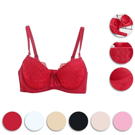 CFLVAEK Lace Bras for Women Push Up Minimizer Bra Comfort Wireless Lifting Bralettes Adjustable Straps Everyday Bras Pink S