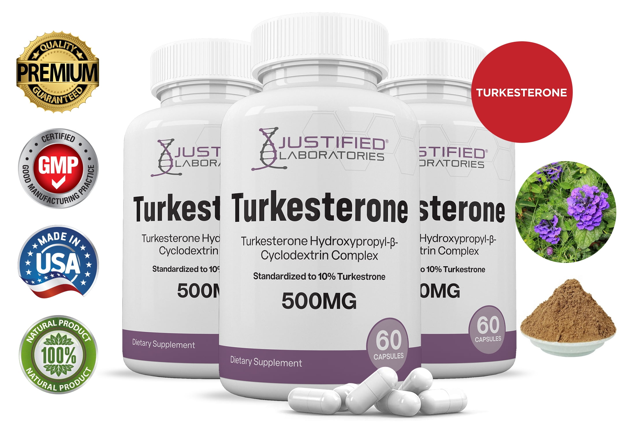 3 Pack Turkesterone 500mg 10% Increase Stamina Endurance Strength 180 Capsules