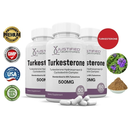 (3 Pack) Turkesterone 500mg 10% Increase Stamina Endurance Strength 180 Capsules