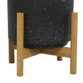 thumbnail image 5 of DecMode 12", 11", 9"H Black Ceramic Planter with Removable Wood Stand (3 Count), 5 of 9