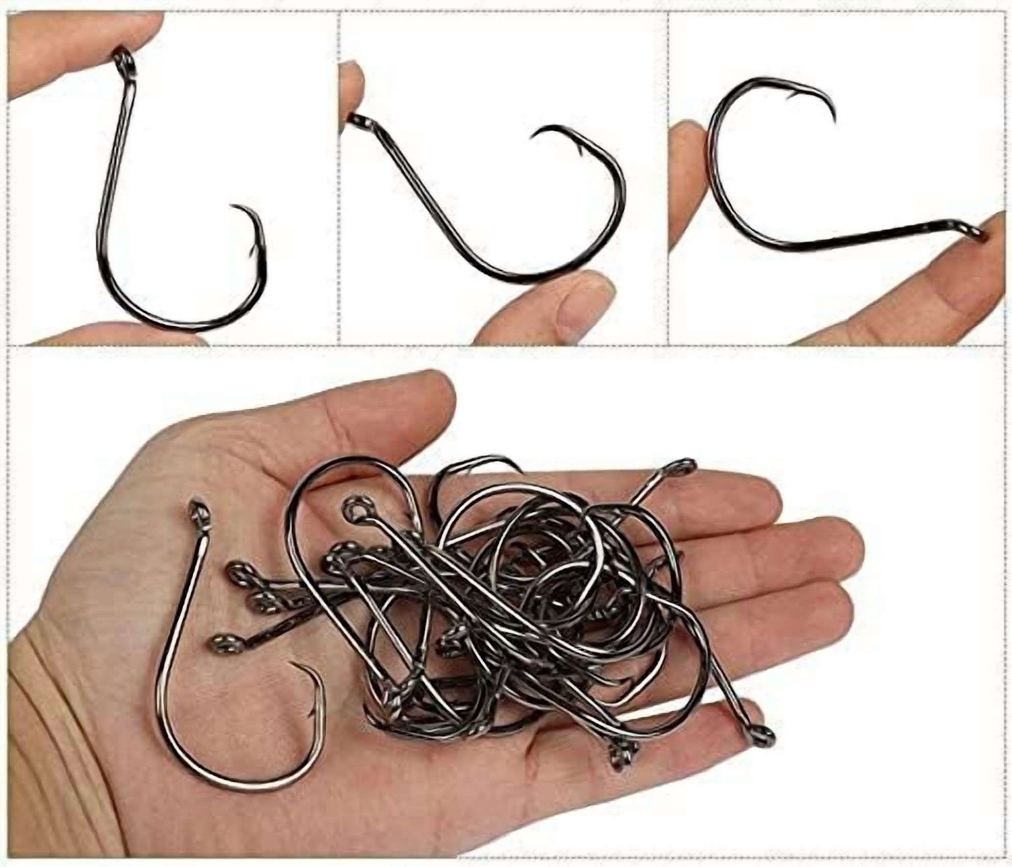 200Pcs/Box（Size:10/0... to...1/0 Strong Octopus Fishing Hooks, Forged Steel/Barded Design, Off-Set Point/Closed Eye, Strong/Sturdy, 10/0 8/0 6/0 5/0 4/0 3/0 2/0 1/0 Mixed Packaging