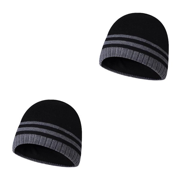 Minnieouse Gorros de punto de otoño gorro elástico a rayas sombrero de calavera Casual Hip Hop sombreros deportes fríos regalos para hombres negro 2Conjunto