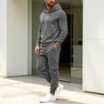 thumbnail image 2 of Stamzod 2 Piece Track Suits Mens Casual Athletic Outfits Long Sleeve Hooded Sweatshirt Cargo Pants Set Fall Winter Sweatsuits for Men, 2 of 9