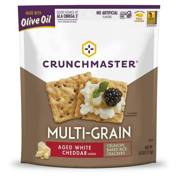 Pack of 12, Crunchmaster Multi-Grain Aged White Cheddar Crackers, 4 oz