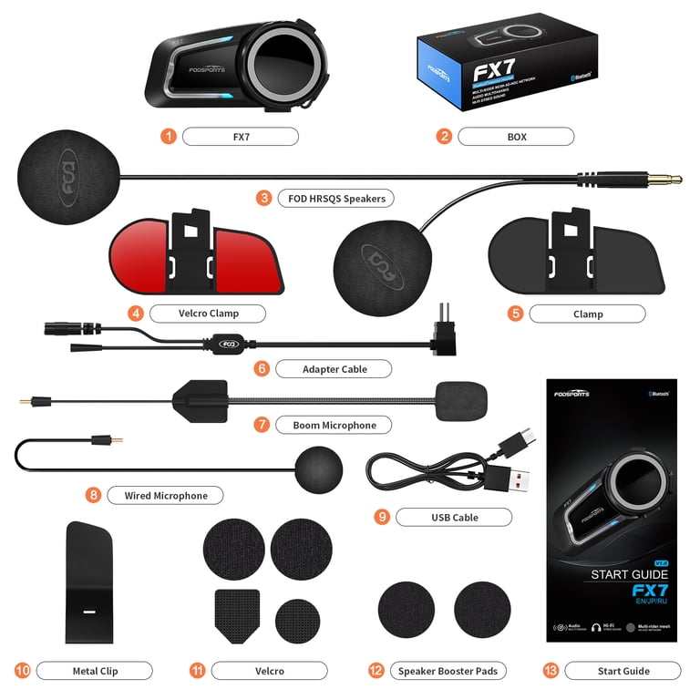 インカムFODSPORTS FX7 for KTEL Fodsports FX7 Motorcycle Helmet Bluetooth Headset Intercom 10