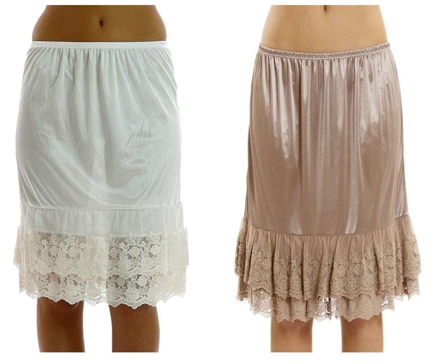 Melody Women's Double Layered Satin Skirt Extender / Half Slip