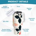 thumbnail image 2 of Yayeee 30oz Stainless Steel Tumbler with Straw and Handle Double-Wall Insulated Travel Water Bottle, Black Retro Flower, 2 of 8