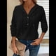 thumbnail image 5 of Sudadera Informal de Punto Gofre para Mujer 2025, Suéter de Cuello en V con Botones Extragrandes y Capucha con Cordón. Negro L, 5 of 7