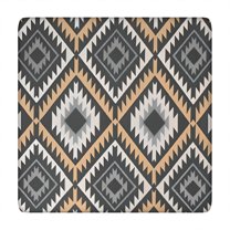 Brown Geometric Triangle Diamond Pattern Square Fitted Tablecloth with Elastic Edge,Square Table Cover,Washable Elastic Table Cover for Home Kitchen Party Decor 34"x34"