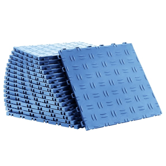 Garage Tiles Interlocking, 12x12x0.53in 50-Pack Floor Covering, Non-Slip Double-Sided Texture, for Garages, Basements, Repair Shops, Blue