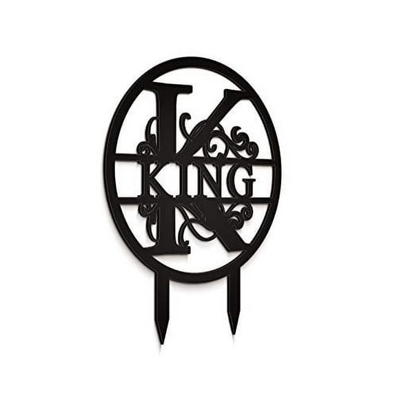JASS GRAPHIX King 12" Black Aluminum Composite Monogrammed Garden Sign Last Name Signs for Yard Home Garden Personalized