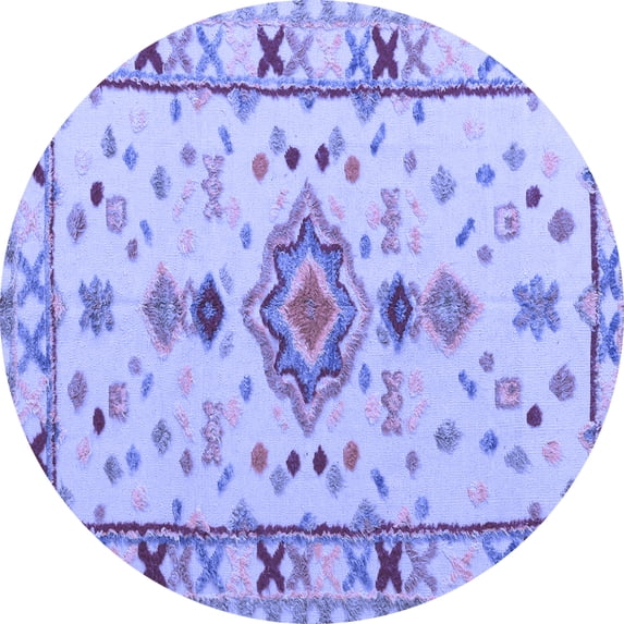 Ahgly Company Indoor Round Oriental Blue Traditional Area Rugs, 5' Round