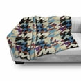 thumbnail image 2 of Art Soft Flannel Fleece Blanket, Abstract Awakening Modernized Classic Houndstooth in Colorful Design Art Illustration, Cozy Plush for Indoor and Outdoor Use, 50" x 70", Multicolor, by Ambesonne, 2 of 5