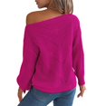 thumbnail image 2 of Wevis Women's Off Shoulder Long Sleeve Hollow Out Knit Pullover Sweater - ROSERED_S, 2 of 7