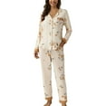 thumbnail image 3 of Womens Flannel Pajama Set Button Down Long Sleeve Two Piece Classic Print Sleepwear, 3 of 5
