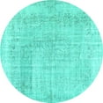 thumbnail image 1 of Ahgly Company Machine Washable Indoor Round Abstract Turquoise Blue Contemporary Area Rugs, 4' Round, 1 of 4