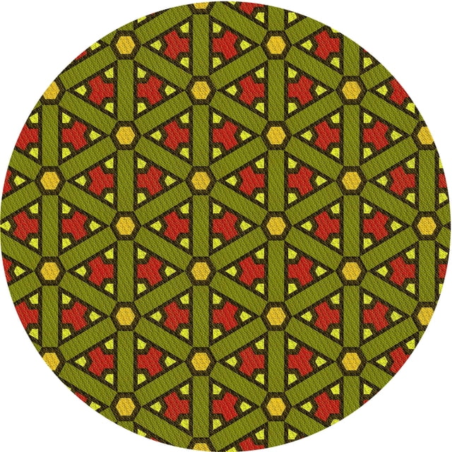 Ahgly Company Tapis Rond Lavable en Machine Intérieur Transitionnel Vert Pistache, 4 Pieds Rond
