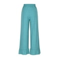 thumbnail image 6 of Womens Wide Leg Pants Drawstring Elastic High Waisted Ruffle Hem Pants with Pockets Green 2XL, 6 of 9
