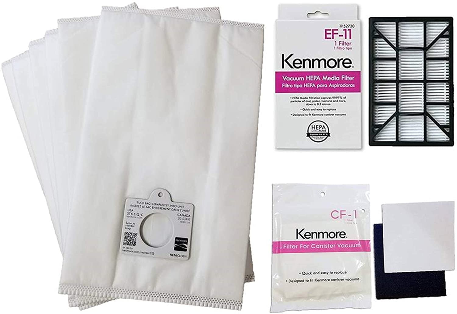 6 Vacuum Bags & 1 HEPA Filter for Kenmore 11627514700 