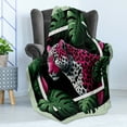 thumbnail image 3 of Ambesonne Leopard Fleece Throw Blanket Abstract Jungle Wild Cat 50"x60" Emerald Magenta and Black, 3 of 5