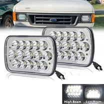 2pcs Fit For Ford F250 F350 E150 7x6" LED H4 Headlights Sealed H6054 Square Headlamp