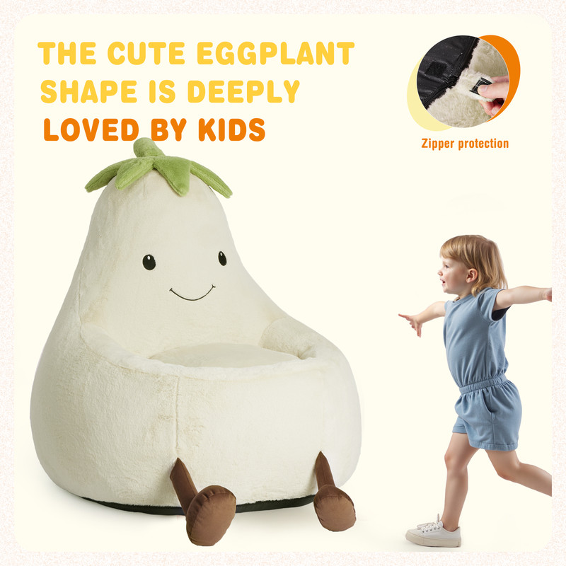 Gianna Kids Bean Bag Chair, 31 Inch Stuffed Toddler Couch with Faux Rabbit Fur Cover for Teens & Kids, Comfy Lazy Sofa Chair for Reader, Living Room, Bedroom, Beige