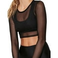 thumbnail image 2 of Womens Mesh Long Sleeve Tops See Through Tee Shirts Party Club Night Lace Blouse Short Black XL, 2 of 10