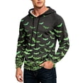 thumbnail image 3 of GrmtClth Sweatshirt Mens Halloween Scary Pumpkin Bat Ghost Witch Full Print Lightweight Casual Hooded Outfit Green S, 3 of 8