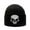 Black with White Skull, variant on Stretchy Soft Unisex Adult Knited Beanie Hat With Multi-color Embroidered Design Skull, Charcoal With White Skull
