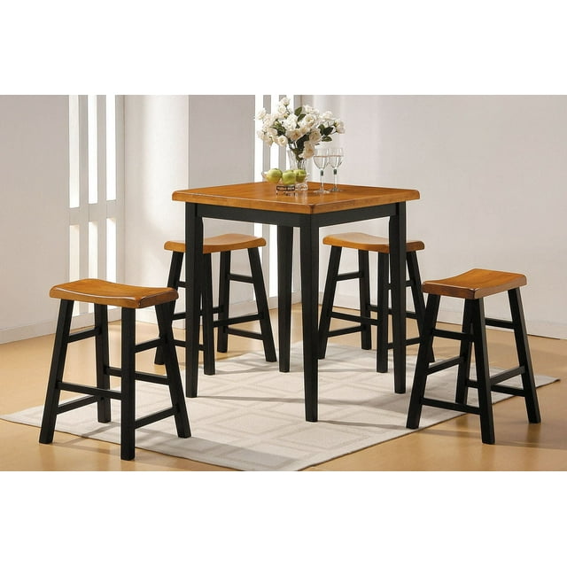 ACME Gaucho 5Pc Pack Counter Height Set in Oak & Black