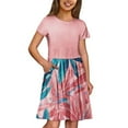 thumbnail image 1 of MIASHUI Robe d'Été Décontractée à Col Rond Imprimé Floral pour Filles avec Manches Courtes et Design Mignon Rose, 9-10 Ans, 1 of 6
