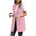 thumbnail image 7 of Kinrui Long Fuzzy Vests for Women Soft Cozy Sleeveless Sherpa Jacket Shawl Collar Open Front Fleece Cardigan Casual Lightweight Outerwear with Pockets Pink S, 7 of 7