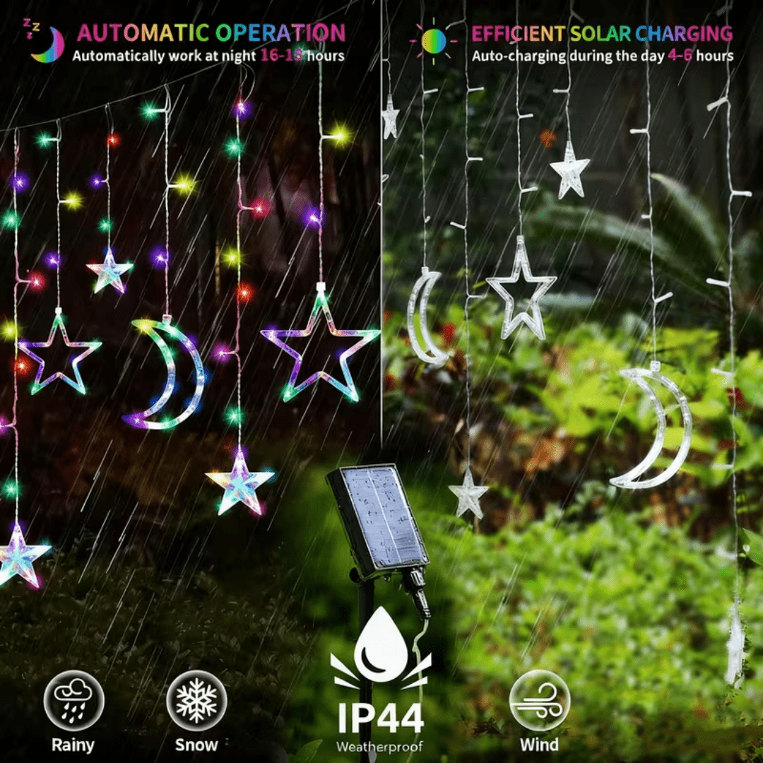 Multicolor Curtain Lights With 148 Led Solar Curtain Lights (Usb Charging Type) Including 8 Lighting Modes Timer Suitable For Gardens, Terraces, Pergolas, Porches, Windows, Backyard Tents
