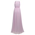 thumbnail image 5 of Gyujnb Halter Sleeveless Tank Neck Maternity Maxi Dress Elastic Gathered Empire Waist Lightweight Flowy Chiffon Loose A Line Floor Length Gown Elegant Bridesmaid Photoshoot,S, 5 of 6