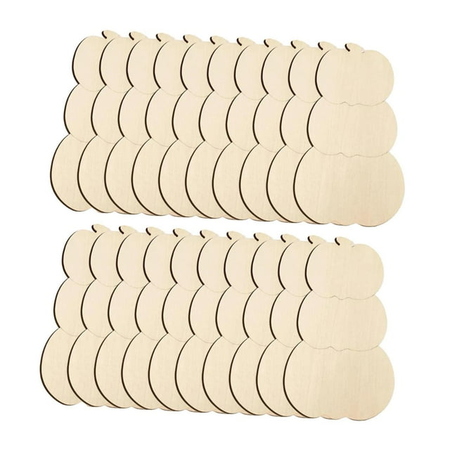 Recortes de calabaza de madera sin terminar, discos, piezas de madera, rodajas, adornos de madera sin pintar, formas en para pintar y dibujar. 15x7cm 20 piezas