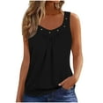 thumbnail image 3 of Jinhomg Womens V Neck Tank Top Summer Tops for Women Loose Fit Sleeveless Pleated Blouses Trendy Casual Tunic Shirts Black L, 3 of 6