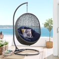 thumbnail image 2 of Swing Lounge Chair, Sunbrella, Grey Gray Blue Navy, Modern Contemporary Urban Design, Outdoor Patio Balcony Cafe Bistro Garden Furniture Hotel Hospitality, 2 of 8