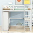 thumbnail image 3 of Full Size White Wood Loft Bed w/ Wardrobe, Desk, Shelves &amp; Drawers - Bedroom Space Saver! 79.5"L x 57"W, No Box Spring Needed, Solid Wood Frame, 3 of 21