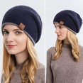 thumbnail image 3 of vnanda Thermal Hat Unisex Winter Hat Knitted High Elasticity Soft Warm Baggy Anti-slip Regular Fit Double-sided Wear No Brim Windproof Ear for Women, 3 of 8