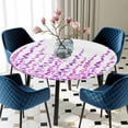 thumbnail image 5 of Elastic Fitted Round Tablecloth, Purple Waterproof Stretch Table Cover for 36"-44" Tables, Polka Dots Watercolor Abstract Art Washable Outdoor Tablecloths for Patio, Picnic, Camping, 5 of 9