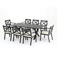 thumbnail image 3 of Cascada Outdoor 9 Piece Cast Aluminum Dining set with Expandable Dining Table and Water Resistant Cushions, Black, Ivory, 3 of 13