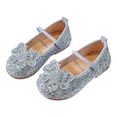 thumbnail image 3 of Ccpelsie Toddler Little Girl Mary Jane Dress Shoes Ballet Flats for Girl Party School Shoes Bowknot Princess Shoes(Silver,2.5), 3 of 9