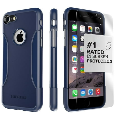 SaharaCase® iPhone 7 Case Classic Protective Kit Bundle with ZeroDamage® Tempered Glass Screen Protector – Navy Blue