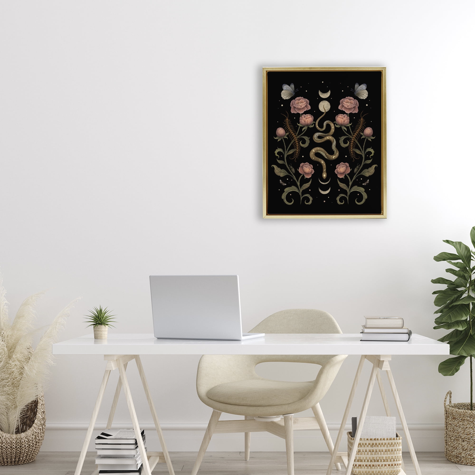 Stupell Industries Serpentine Garden Symmetry Gold Framed Floater Canvas Wall Art, design by Episodic Drawings