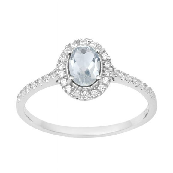 Mooneye 1.25 Ctw Oval Shape Aquamarine 925 Sterling Silver Solitaire Halo Women Wedding Ring