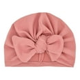thumbnail image 2 of Visland Baby Turban Hat, Fashion Casual Solid Color Bow Decor Elastic Soft Cozy Knitted Autumn Winter Head Warm Windproof Beabie Cap for Daily Wear (0-3 Years), 2 of 7
