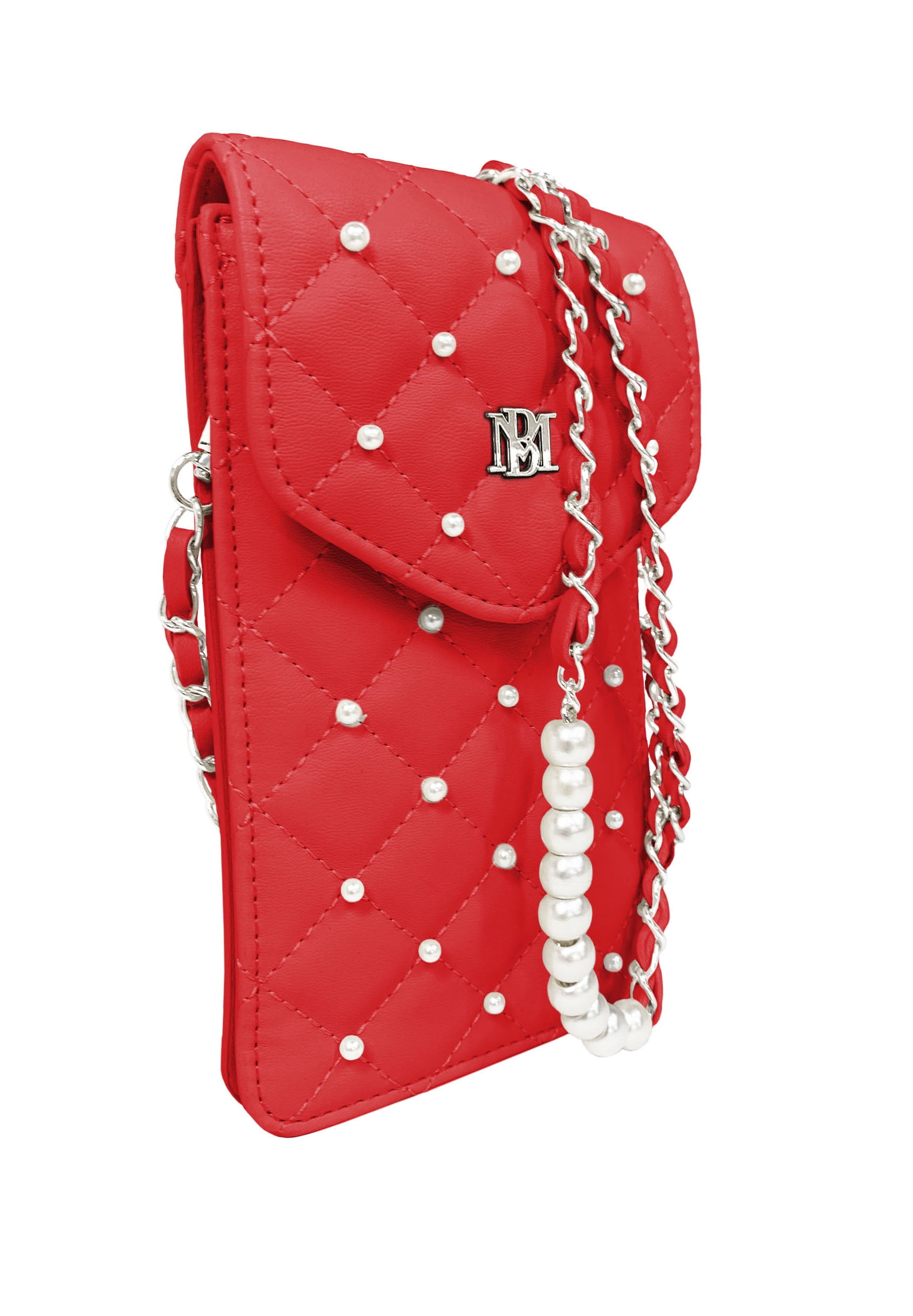 Badgley Mischka Red Pearls Strap Phone Case