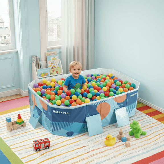 Foldable Ball Pit for Toddlers, 73'' Ocean Ball Pool, Play Pit Gift for Kids for Indoor Outdoor, Blue