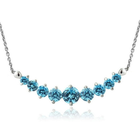 Moss Aquamarine Necklace - Aquamarine Sterling Silver Graduated Necklace